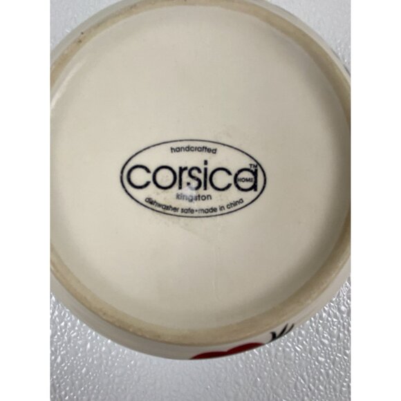 Corsica Kingston Handcrafted Red Trim Ceramic Colorful Paisley Bowl 3" X 3.75" - Picture 8 of 9